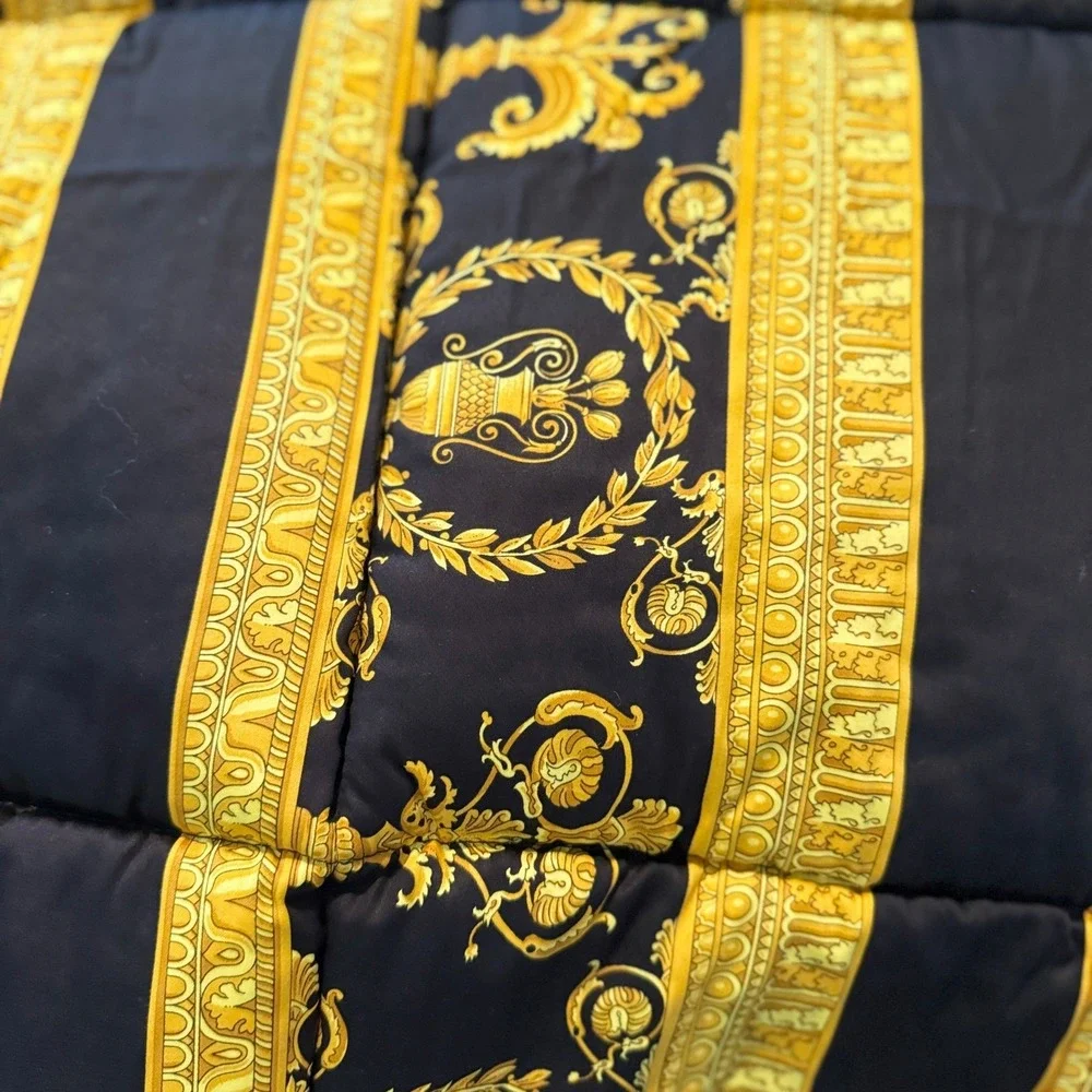 Versace Barocco Reversible Comforter Blue Black Gold Medusa Made in Italy NEW